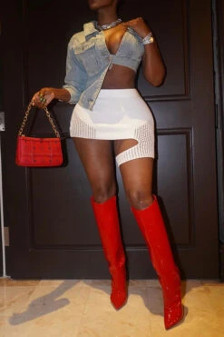 Solid Color Chic Asymmetric Denim Jacket -Clothing Outlet Store C23020255 BL 3