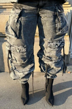 Solid Color Punk Multi Pocket Wide Leg Jeans -Clothing Outlet Store C23020842 AS 6 59e90b62 9650 4db8 82aa d015fde59338