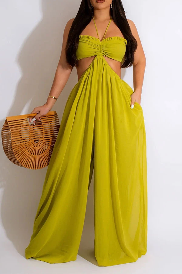 Solid Color Rocking Open Back Wide Leg Jumpsuit 1 Solid Color Rocking Open Back Wide Leg Jumpsuit