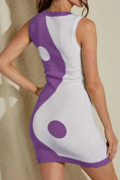 Color Block Patchwork Urban Knitted Mini Dress 11 Color Block Patchwork Urban Knitted Mini Dress -Clothing Outlet Store C23022034 PU 2