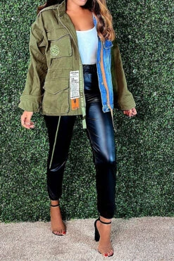 Denim Patchwork Urban Irregular Coat