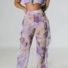 Rose Print Beachy Ruffle Three Pieces