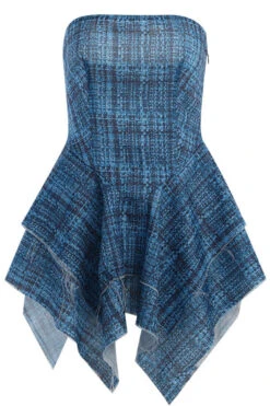 Plaid Girly Layered Irregular Mini Dress -Clothing Outlet Store C23030163 BL 7