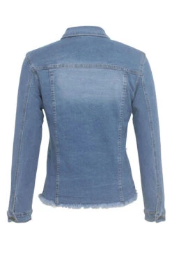 Beaded Decor Girly Burrs Denim Coat -Clothing Outlet Store C23030168 BL 5