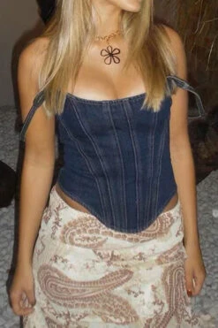 Patchwork Stylish Irregular Denim Camisole -Clothing Outlet Store C23030170 BL 3