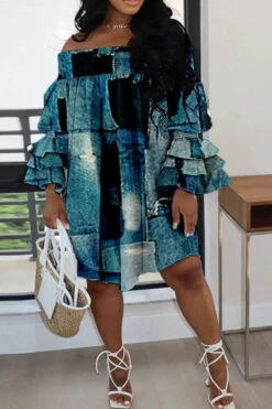 Graffiti Print Cute Strap Shirred Detail Flowy Mini Dress