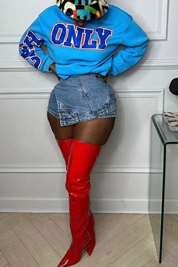 Solid Color Whimsical Irregular Denim Shorts 4 Solid Color Whimsical Irregular Denim Shorts - Image 4