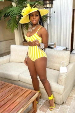 Color Block Striped Smart Cutout One Piece Swimwear