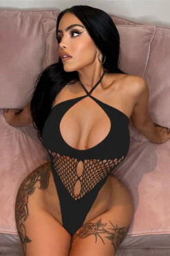 Solid Color Flirty Hollow-Out Knitted One Piece Swimwear