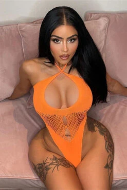 Solid Color Flirty Hollow-Out Knitted One Piece Swimwear -Clothing Outlet Store C23031016 OR 5