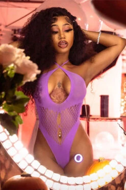 Solid Color Flirty Hollow-Out Knitted One Piece Swimwear -Clothing Outlet Store C23031016 PU 4