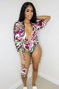 Tribal Print Undeniable Halter Collar Three Pieces