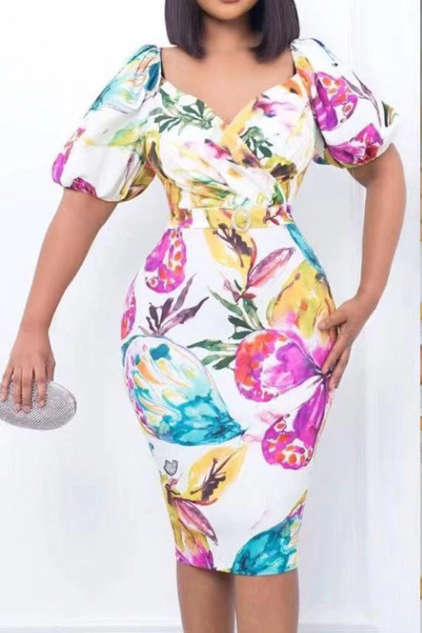 Floral Print Glamorous Belted Midi Dress 2 Floral Print Glamorous Belted Midi Dress - Image 2
