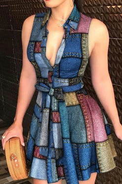 Floral Print Urban Belted Pleated Mini Dress 10 Floral Print Urban Belted Pleated Mini Dress -Clothing Outlet Store C23031618 R1 1