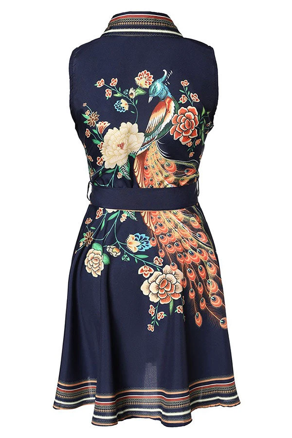 Floral Print Urban Belted Pleated Mini Dress 8 Floral Print Urban Belted Pleated Mini Dress - Image 8