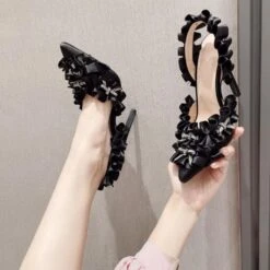 Rhinestone Bowknot Stunning Pointed Toe Heels -Clothing Outlet Store C23031728 BK 2