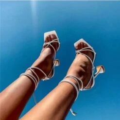 Solid Color Classic Strappy Square Toe Sandals