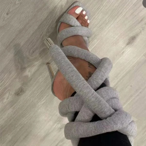 Solid Color Unique Cross Strap Strappy Sandals 2 Solid Color Unique Cross Strap Strappy Sandals - Image 2