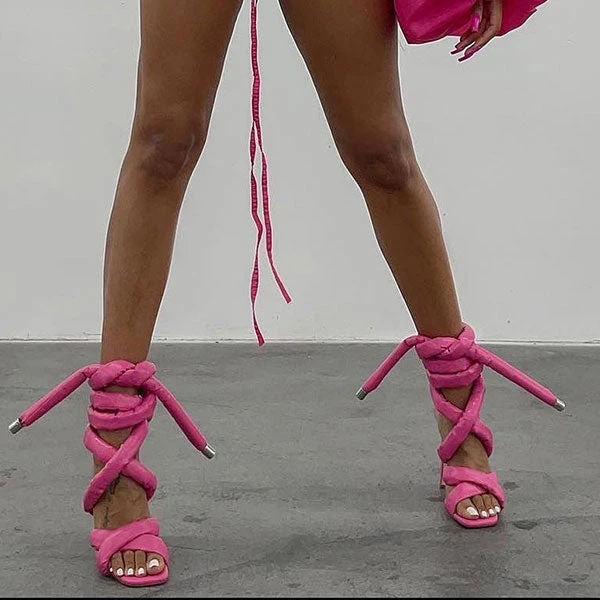 Solid Color Unique Cross Strap Strappy Sandals 12 Solid Color Unique Cross Strap Strappy Sandals - Image 12