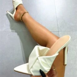 Solid Color Feminine Pointed Toe Sandals -Clothing Outlet Store C23031772 WH 1