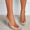 Solid Color Clear Stylish Pointed Toe Heels