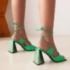 Solid Color Glistening Square Toe Strappy Sandals