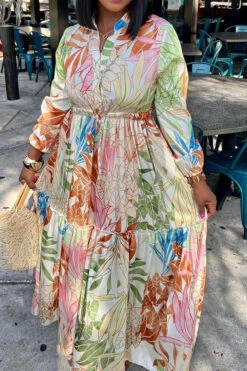 Natural Print Bohemia Lace-Up Maxi Dress 5 Natural Print Bohemia Lace-Up Maxi Dress -Clothing Outlet Store C23032208 RT 3