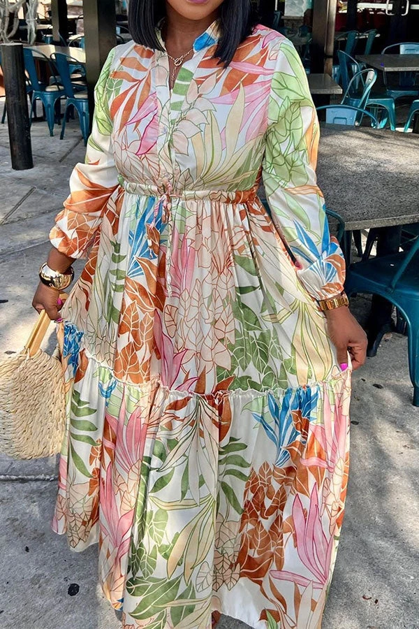 Natural Print Bohemia Lace-Up Maxi Dress 3 Natural Print Bohemia Lace-Up Maxi Dress - Image 3