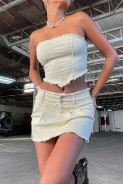 Solid Color Sweet Irregular Dress Suit -Clothing Outlet Store C23032969 WH 2