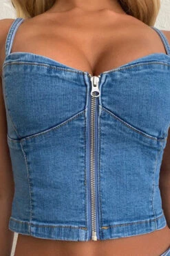 Solid Color Feminine Belted Denim Dress Suit -Clothing Outlet Store C23040415 BL 3