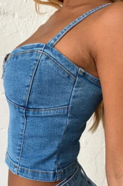 Solid Color Feminine Belted Denim Dress Suit -Clothing Outlet Store C23040415 BL 4