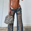 Blue Ripped Burrs On-trend Jeans