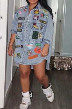 Cartoon Pattern Cute Button Thru Shirt -Clothing Outlet Store C23041117 BL 4