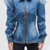Patchwork Gothic Hook And Eye Detail Denim Coat