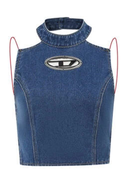 Metal Decor Smart Strappy Open Back Denim Camisole -Clothing Outlet Store C23041905 BL 6