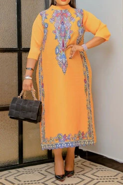 Tribal Print Patchwork Retro Midi Dress