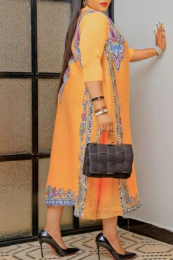 Tribal Print Patchwork Retro Midi Dress 9 Tribal Print Patchwork Retro Midi Dress -Clothing Outlet Store C23041908 YE 3