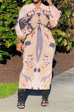 Tie Dye Colorful Batwing Sleeve Midi Dress 16 Tie Dye Colorful Batwing Sleeve Midi Dress -Clothing Outlet Store C23041920 R3 1