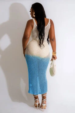 Gradient Modern Crochet Hollow-Out High Split Beachwear -Clothing Outlet Store C23041983 BL 2