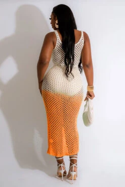 Gradient Modern Crochet Hollow-Out High Split Beachwear -Clothing Outlet Store C23041983 OR 2