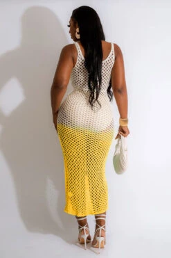 Gradient Modern Crochet Hollow-Out High Split Beachwear -Clothing Outlet Store C23041983 YE 2