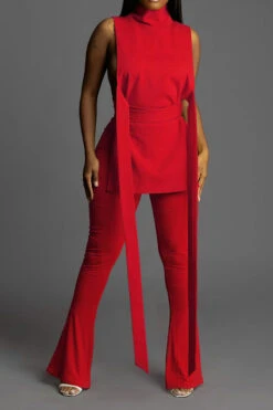 Solid Color Unusual Strappy Pant Suit -Clothing Outlet Store C23042464 RE 1