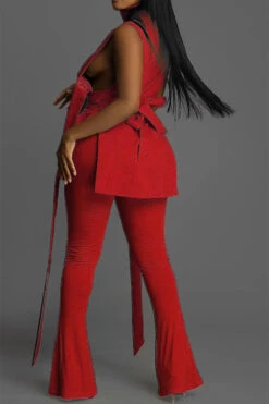 Solid Color Unusual Strappy Pant Suit -Clothing Outlet Store C23042464 RE 2
