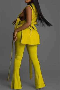 Solid Color Unusual Strappy Pant Suit -Clothing Outlet Store C23042464 YE 2