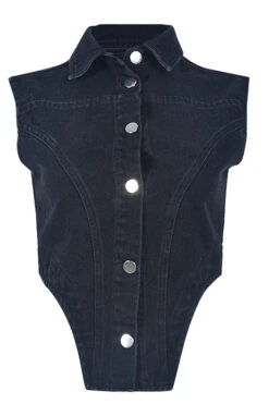 Solid Color Stylish Irregular Denim Camisole -Clothing Outlet Store C23042805 BK 6