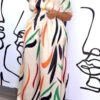 Colorful Striped V Neck Wide Leg Jumpsuit