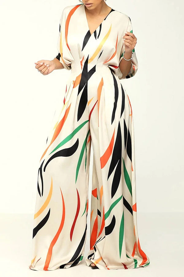 Colorful Striped V Neck Wide Leg Jumpsuit 4 Colorful Striped V Neck Wide Leg Jumpsuit - Image 4