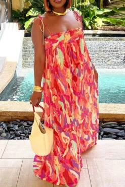 Floral Print Laid Back Wide Leg Pleated Jumpsuit -Clothing Outlet Store C23050430 RT 4