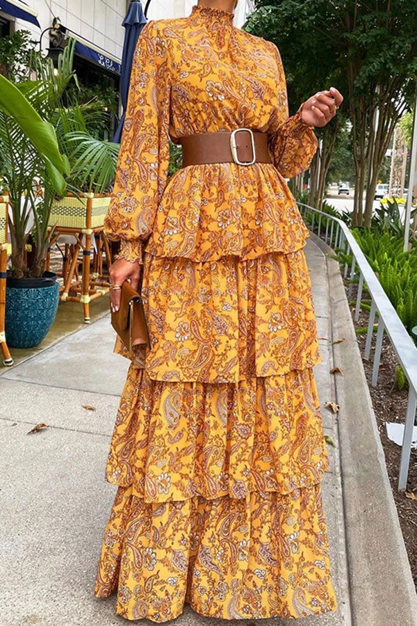 Paisley Print Pretty Tiered Ruffle Maxi Dress 1 Paisley Print Pretty Tiered Ruffle Maxi Dress