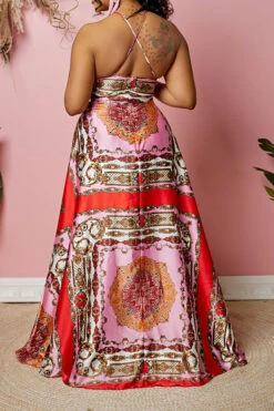 Tribal Print Bohemia Halter Collar Maxi Dress -Clothing Outlet Store C23050841 RT 3